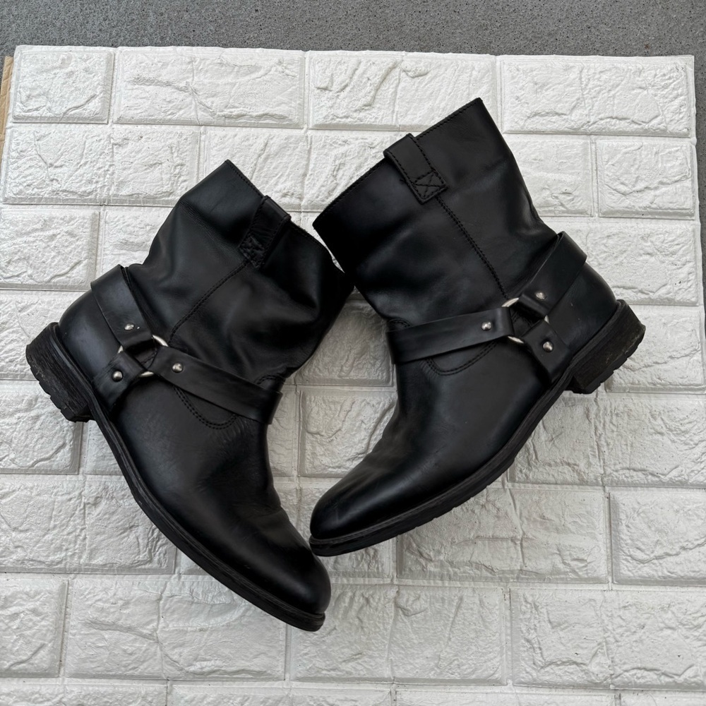 Madewell Devin Black Leather Biker Boots 11